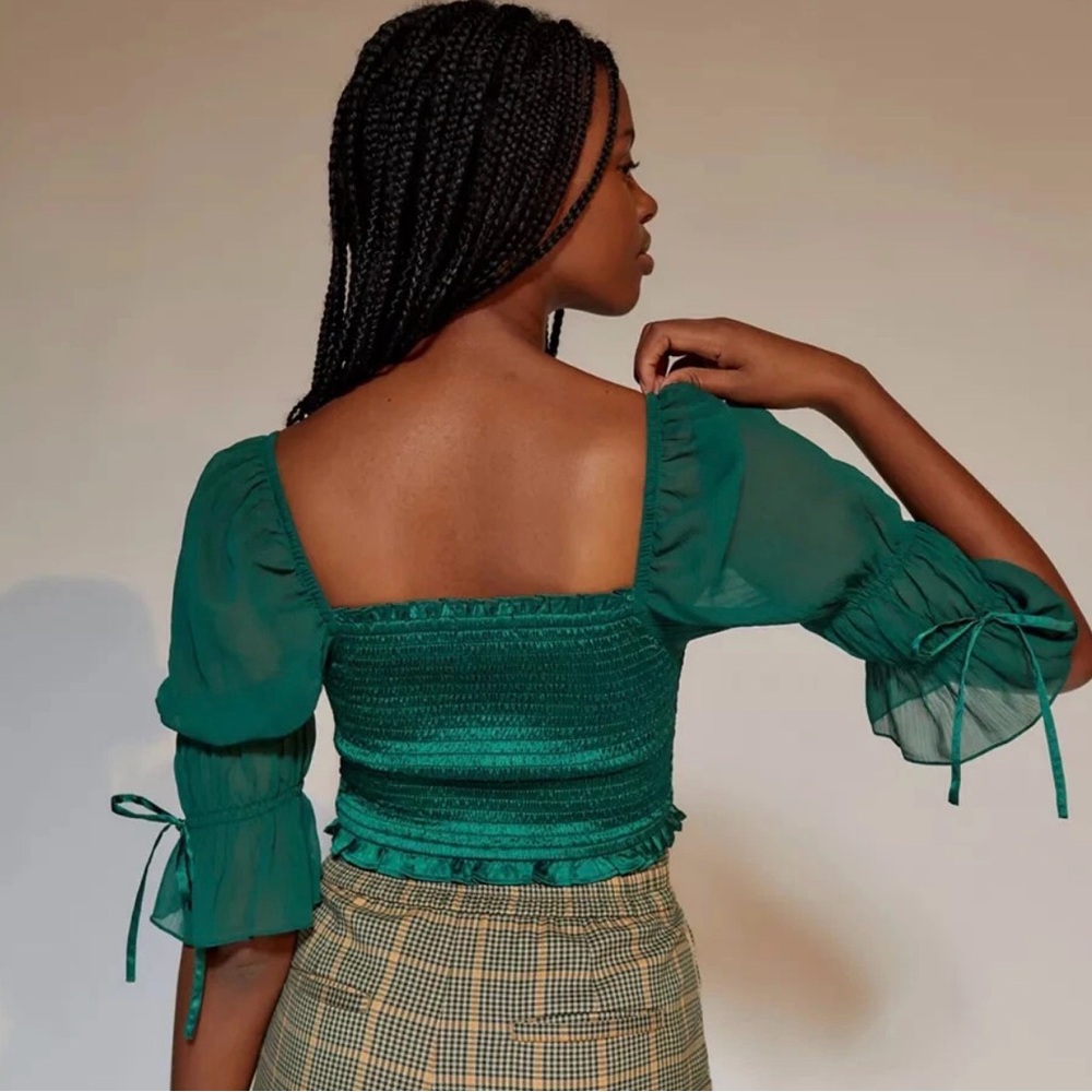 Urban Outfitters Emerald Green Diana Square Neck Top Small - Picture 2 of 10
